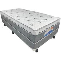 Cama Box Conjugado Solteirão Mola Ensacada Aloe Vera Cinza 100X198X53 Ortofirme