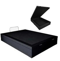Cama Box de Casal Com Baú, Preto Sintético