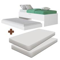 Cama Box De Solteiro Com Auxiliar E 2 Colchões Branco Torca Shop Jm