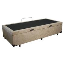 Cama Box de Solteiro Com Baú, Suede Bege RC
