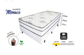 Cama Box de Solteiro Completo Colchão Molas ensacada Sono Conforto-Branca - Pillowmanta