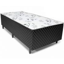 Cama Box de Solteiro Conjugada Espuma Ortopédica Unibox 88x188 Cor Branco com Preto