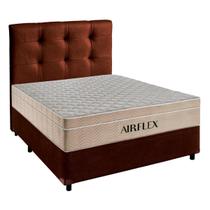 Cama Box e Colchão Casal Molas Ensacadas Airflex + Cabeceira Marrom Cama Box e Colchão Casal Molas Ensacadas Airflex + Cabeceira Marrom
