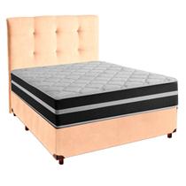 Cama Box e Colchão Casal Molas Ensacadas Classic + Cabeceira Perola