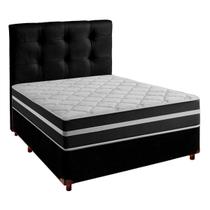 Cama Box e Colchão Casal Molas Ensacadas Classic + Cabeceira Preto Cama Box e Colchão Casal Molas Ensacadas Classic + Cabeceira Preto
