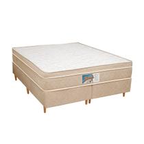 Cama Box e Colchão King Massageador Tecnológico ComfortMax One Face 193x203x55 cm Bege ou Preto - Ganhe um Presente