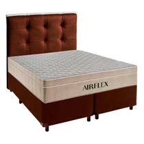 Cama Box e Colchão King Molas Ensacadas Airflex + Cabeceira Marrom