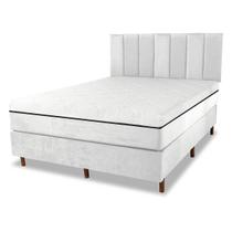 Cama box e Colchão Magnético Infra Anti Germes Anti Mofo Casal + Cabeceira - Slim