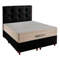 Cama Box e Colchão Queen Molas Ensacadas Airflex + Cabeceira Preto Cama Box e Colchão Queen Molas Ensacadas Airflex + Cabeceira Preto