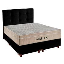Cama Box e Colchão Queen Molas Ensacadas Airflex + Cabeceira Preto Cama Box e Colchão Queen Molas Ensacadas Airflex + Cabeceira Preto