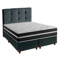 Cama Box e Colchão Queen Molas Ensacadas Airflex Colchões + Cabeceira Cinza Cama Box e Colchão Queen Molas Ensacadas Airflex Colchões + Cabeceira Cinza