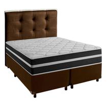Cama Box e Colchão Queen Molas Ensacadas Airflex Colchões + Cabeceira Marrom Cama Box e Colchão Queen Molas Ensacadas Airflex Colchões + Cabeceira Marrom