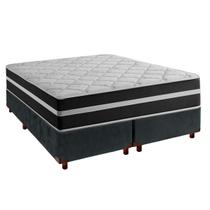Cama Box e Colchão Queen Molas Ensacadas Classic Cinza Cama Box e Colchão Queen Molas Ensacadas Classic Cinza