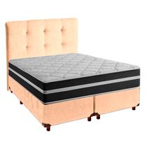 Cama Box e Colchão Queen Molas Ensacadas Com Cabeceira Perola Cama Box e Colchão Queen Molas Ensacadas Com Cabeceira Perola