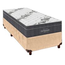 Cama Box e Colchão Solteiro D33 Airtech 100 Ortobom Perola