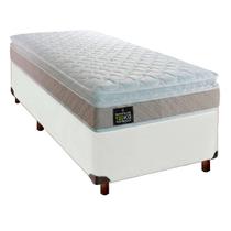 Cama Box e Colchão Solteiro Espuma Real Hellen Branco Cama Box e Colchão Solteiro Espuma Real Hellen Branco