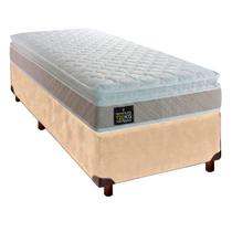 Cama Box e Colchão Solteiro Espuma Real Hellen Perola