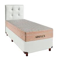 Cama Box e Colchão Solteiro Molas Ensacadas Airflex + Cabeceira Branco Cama Box e Colchão Solteiro Molas Ensacadas Airflex + Cabeceira Branco