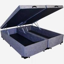 Cama Box Em Baú Casal Blindado Bipartido, Suede RC