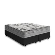 Cama Box King 193 Bipartido Tecido Sintético Preto Com Colchão de Molas Ensacadas Evolution - Probel - 72x128x188 Cama Box King 193 Bipartido Tecido Sintético Preto Com Colchão de Molas Ensacadas Evolution - Probel - 72x128x188