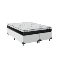 Cama Box King 193 Sintético Branco com Colchão Espuma D33 One Face 57X193X203 Cama Box King 193 Sintético Branco com Colchão Espuma D33 One Face 57X193X203