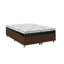 Cama Box King 193 Sintético Marrom com Colchão Espuma D33 One Face 57X193X203