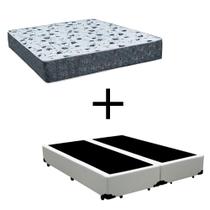 Cama Box King 193 Tecido Sintético Branco Com Colchão Alegro Bello Box Espuma D28 Cinza 57x193x203