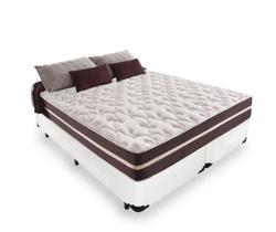 Cama Box King 193 Tecido Sintético Branco com Colchão Little Angel - Bello Box - Mola Superlastic 62x193x203