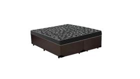 Cama Box King 193 Tecido Sintetico Marrom Com Colchão Espuma D20 - Tampo Preto 12cm - Aloa