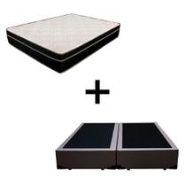 Cama Box King 193 - Tecido Sintético Marrom com Colchão Paris - Molas Ensacadas Preto 66x193x203 Cama Box King 193 - Tecido Sintético Marrom com Colchão Paris - Molas Ensacadas Preto 66x193x203
