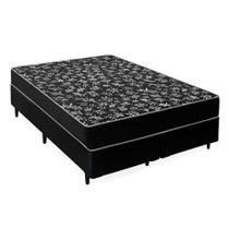 Cama Box King 193 Tecido Sintetico Preto Com Colchão Espuma D20 - Tampo Preto 12 Cm Cama Box King 193 Tecido Sintetico Preto Com Colchão Espuma D20 - Tampo Preto 12 Cm