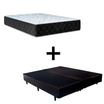Cama Box King 193 Tecido Sintético Preto Com Colchão Marrocos - Poliéster - Espuma D33 30cm
