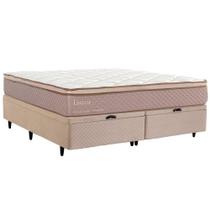 Cama Box King Baú Herval Lucca, Molas Ensacadas, 73x193x203 cm, Suede Bege Cama Box King Baú Herval Lucca, Molas Ensacadas, 73x193x203 cm, Suede Bege