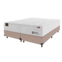 Cama Box King Bege + Colchão Brooklin Molas Ensacadas Sealy