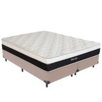 Cama Box King Bege e Colchão Dallas Molas VTECH 193x203x20