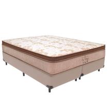 Cama Box King Bege e Colchão Victory Molas V-Tech 193x203x30