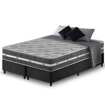Cama Box King Bipartido Preto Colchão Espuma D45 Ortopédico Zidi Brooklyn 193x203x62cm