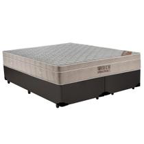 Cama Box King Bipartido Sintético + Colchão Ortobom Airtech Molas Ensacadas 193x203x65 Marrom