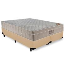 Cama Box King Bipartido Sintético + Colchão Ortobom Airtech Molas Ensacadas 65x193x203 Bege