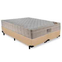 Cama Box King Bipartido Sintético + Colchão Ortobom Airtech Molas Ensacadas 65x193x203