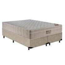 Cama Box King Bipartido Suede + Colchão Ortobom Airtech Molas Ensacadas 193x203x65 Bege