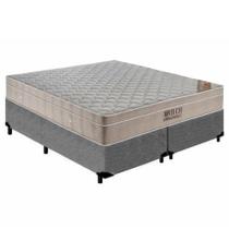 Cama Box King Bipartido Suede + Colchão Ortobom Airtech Molas Ensacadas 193x203x65 Cinza