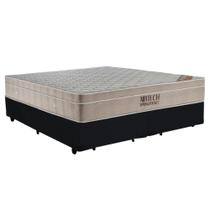 Cama Box King Bipartido Suede + Colchão Ortobom Airtech Molas Ensacadas 193x203x65 Preto