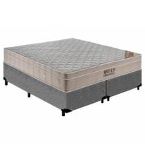 Cama Box King Bipartido Suede + Colchão Ortobom Airtech Molas Ensacadas 65x193x203 Cinza