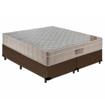 Cama Box King Bipartido Suede + Colchão Ortobom Airtech Molas Ensacadas 65x193x203 Marrom