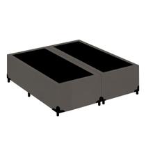 Cama Box King Bipartido Turca Suede Cinza 193x203x40