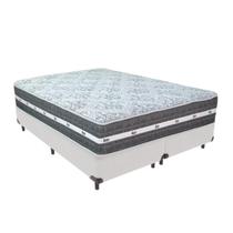Cama Box King Branco + Colchão Black Graphite 32 Molas Ensacadas Anjos Cama Box King Branco + Colchão Black Graphite 32 Molas Ensacadas Anjos