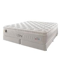 Cama Box King Branco + Colchão Molas Ensacadas Látex Visco Gel Kingston 193x203x68cm