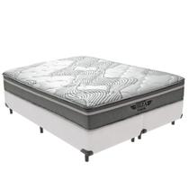 Cama Box King Branco e Colchão Ibiza Molas Ensacadas V-Tech