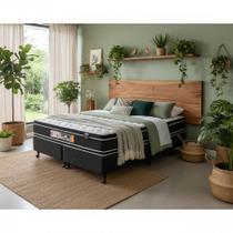 Cama Box King Castor Black e White Air Double Face D33 193x203x54 + Box Castor Cama Box King Castor Black e White Air Double Face D33 193x203x54 + Box Castor